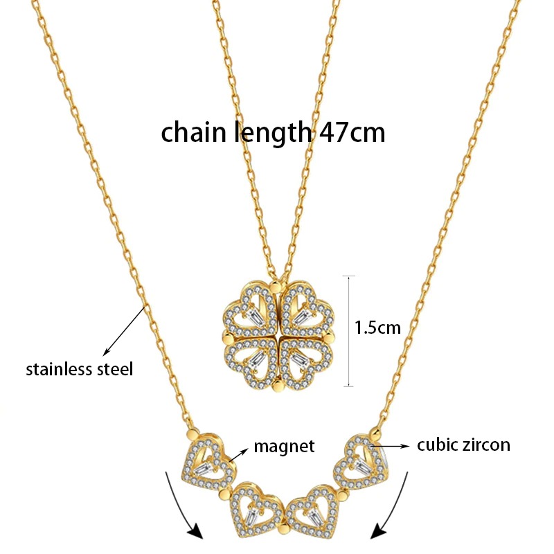 Buy Fashion micro zircon open and close pendant necklace love folding  necklace Online at Best Prices in India - JioMart.